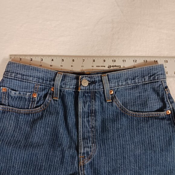 Levi's, 501 Striped Denim, High Rise, Cut Off Shorts, Button Fly, W-28, Frayed - Picture 8 of 14